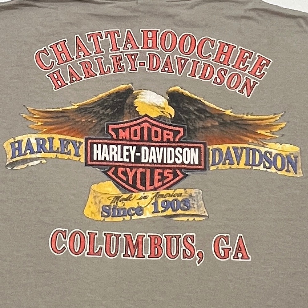 Vintage Harley Davidson Chattahoochee Columbus GA‎ Motorcycle Men Shirt Large